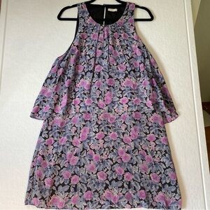 JOIE Floral Dress sz‎ medium large 100% Silk Sleeveless Black Purple Snakeskin